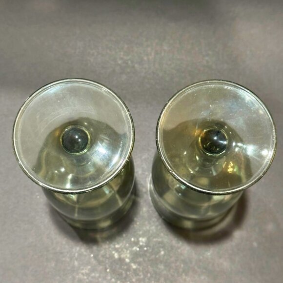 Vintage Smoke Gray Glass Wine Water Goblets Glasses Set of 2 Unmarked Stem 8 oz - Picture 4 of 6